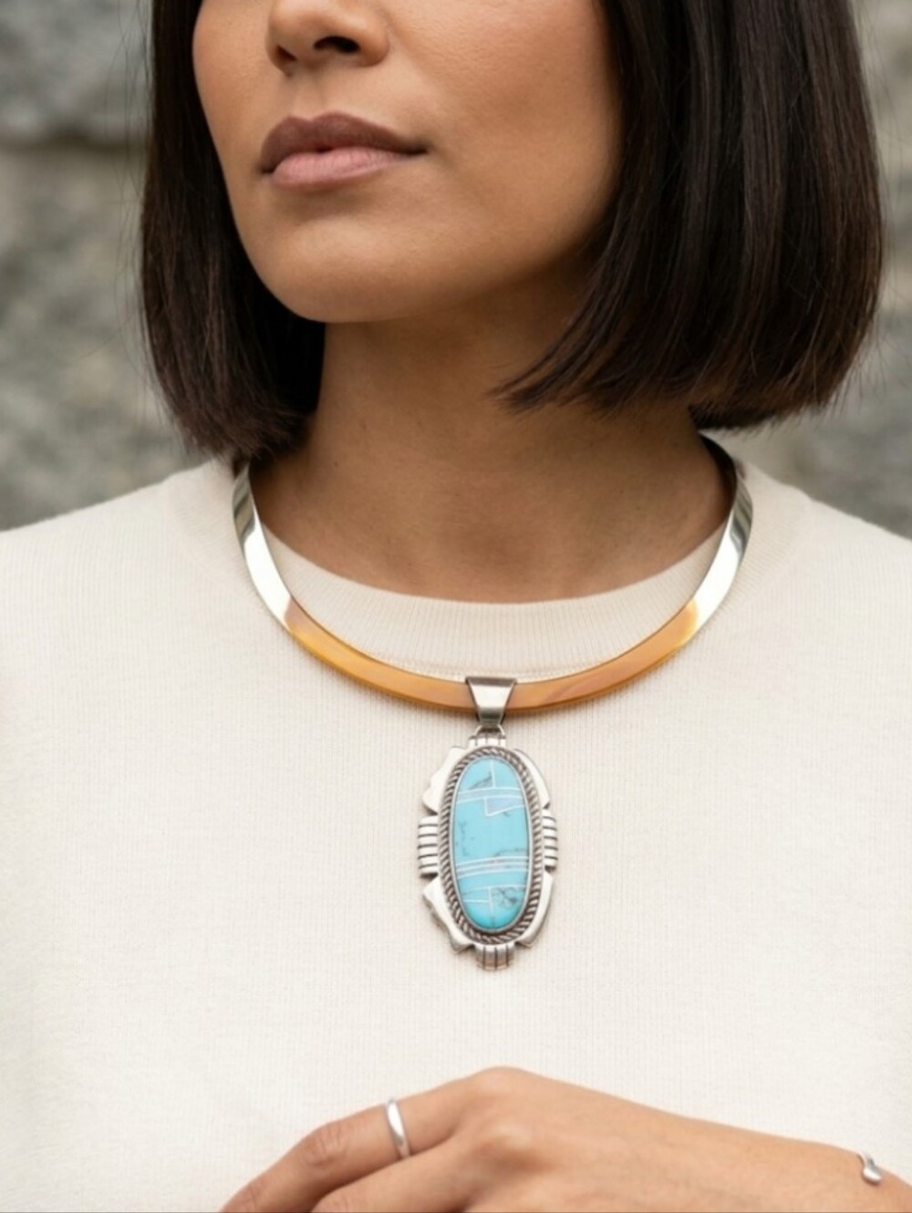 Sterling silver Turquoise collar necklace - Picture 6 of 6